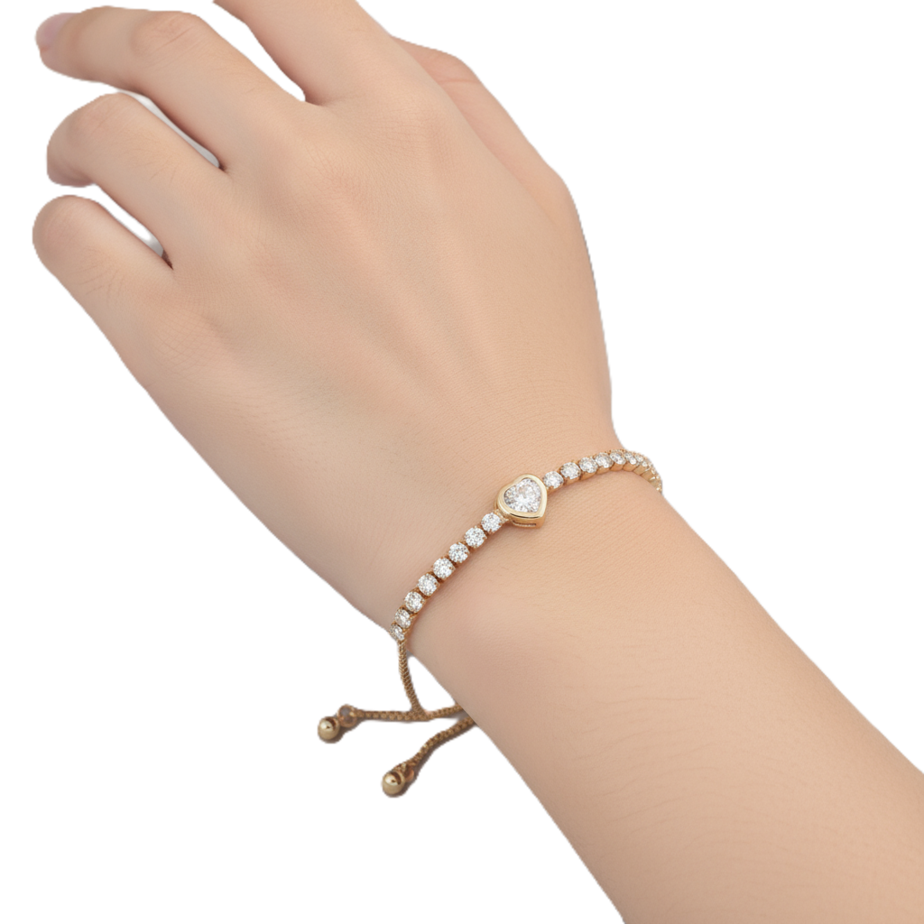 Dazzling Adjustable Heart CZ Tennis Bracelet - Image 7