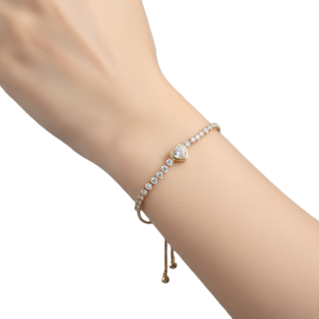 Dazzling Adjustable Heart CZ Tennis Bracelet - Image 6