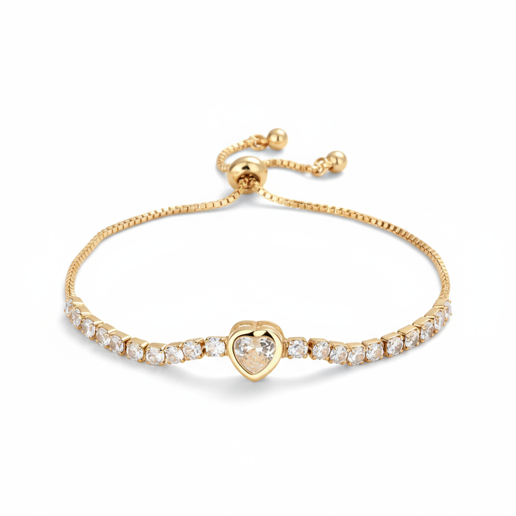 Dazzling Adjustable Heart CZ Tennis Bracelet