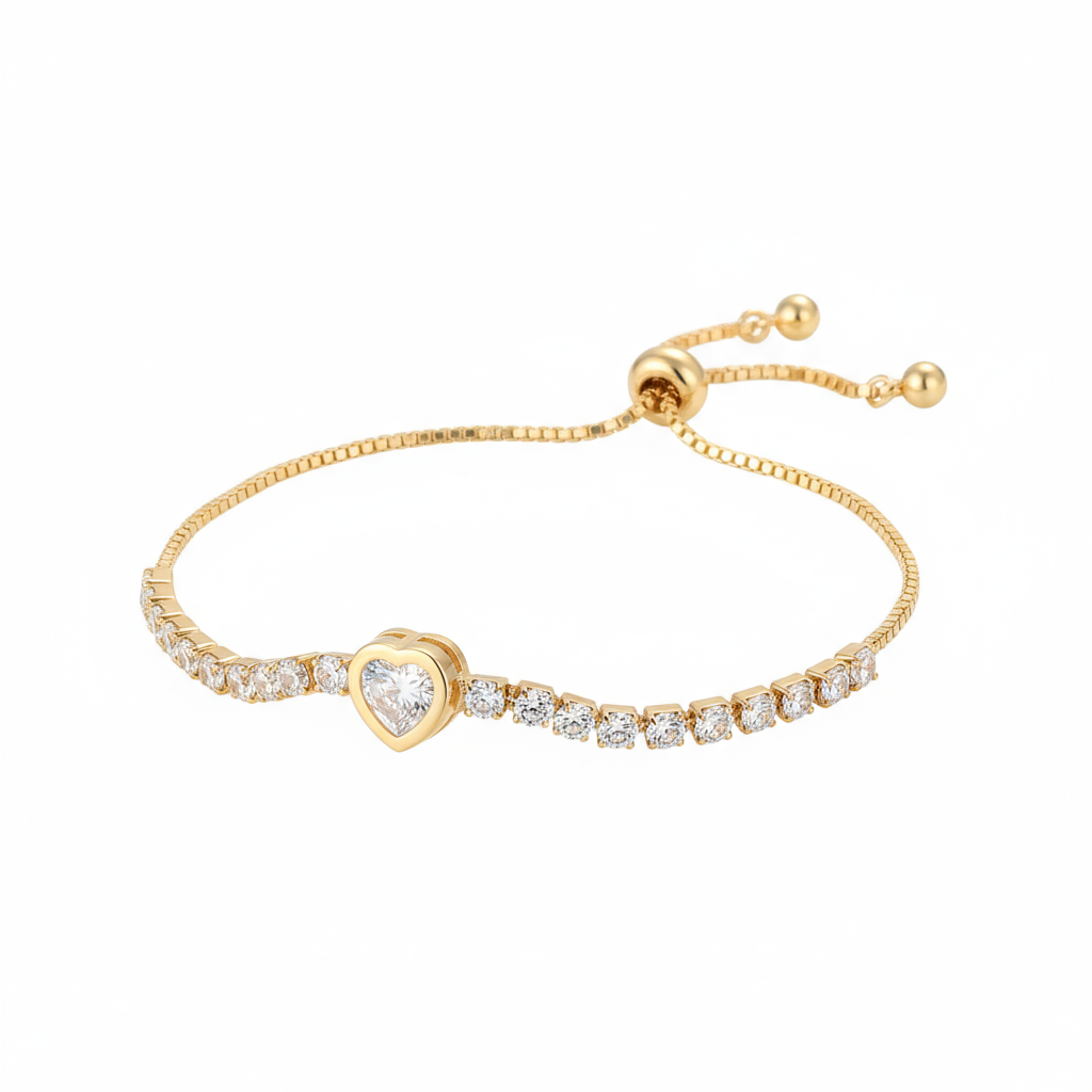 Dazzling Adjustable Heart CZ Tennis Bracelet - Image 2