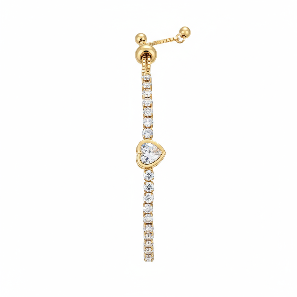 Dazzling Adjustable Heart CZ Tennis Bracelet - Image 3