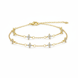 Delicate Four-Leaf Clover Station Bracelet