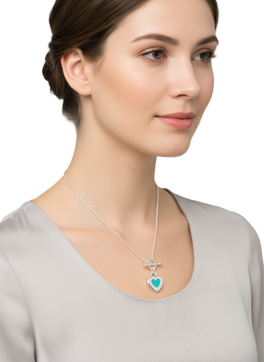 Timeless Elegance: Heart Toggle Necklace - Image 4