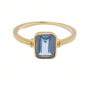 Square Blue CZ Statement Ring