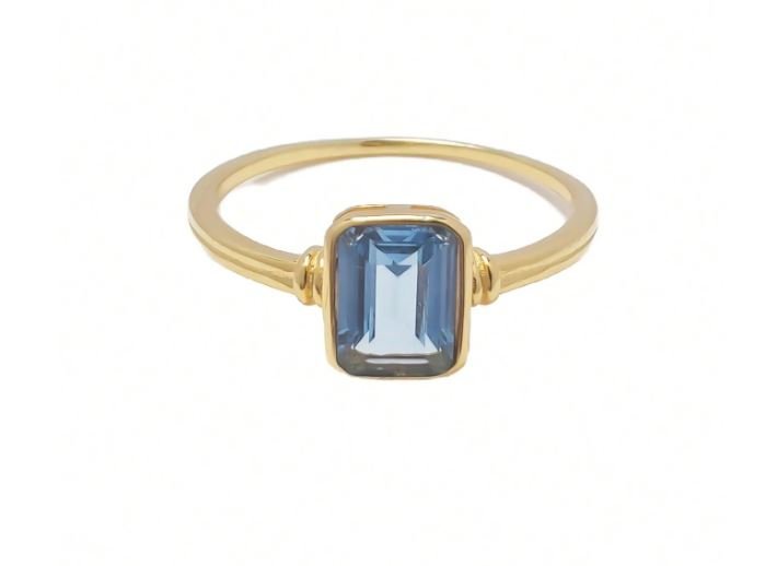 Square Blue CZ Statement Ring