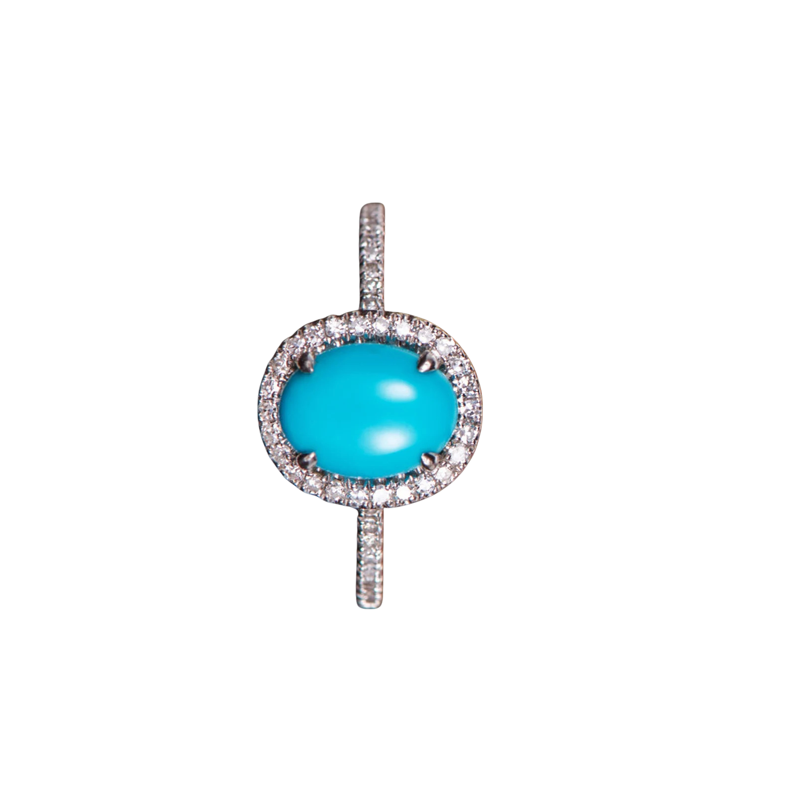 Dainty Lab-Created Feroza Halo Ring with CZ Pavé - Image 2