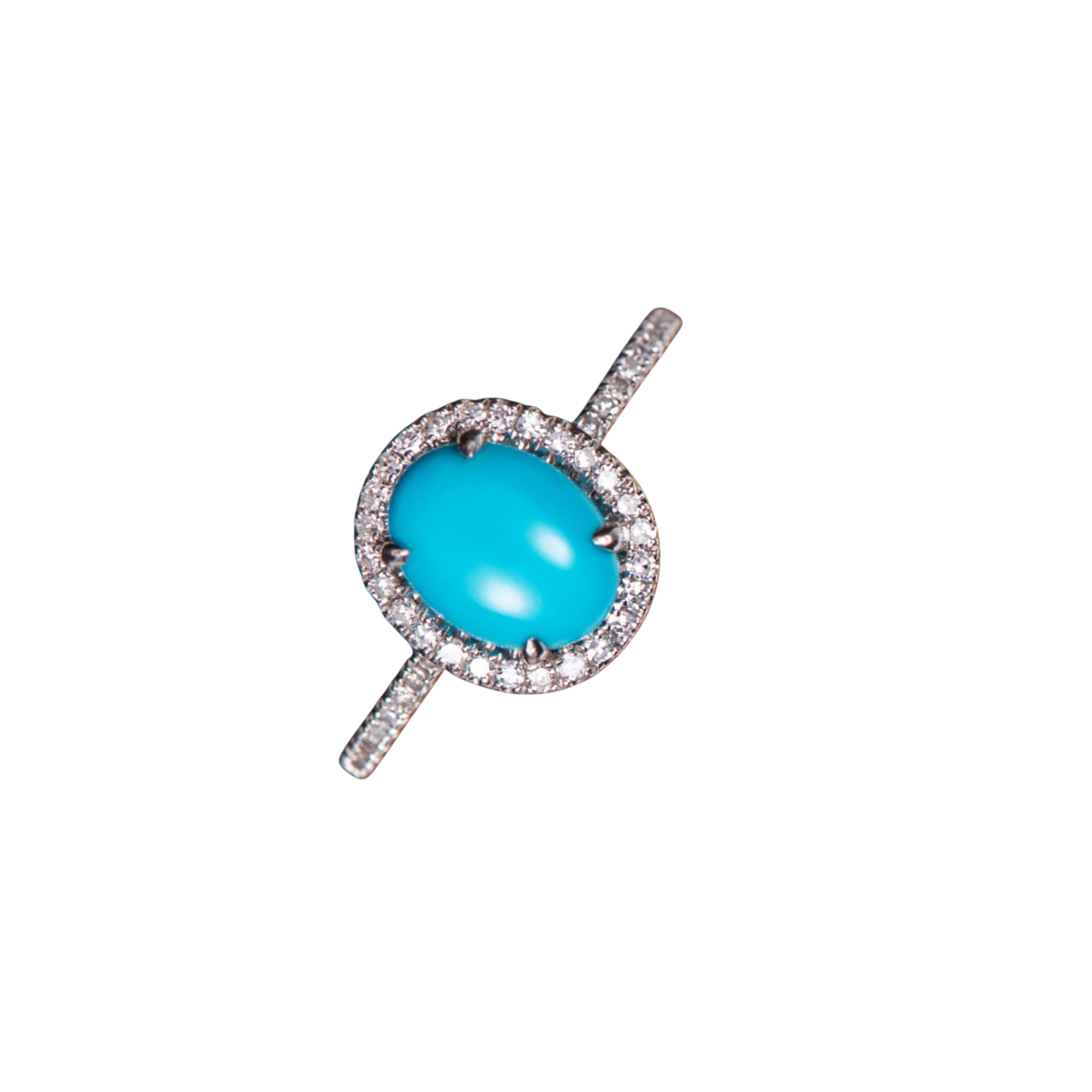 Dainty Lab-Created Feroza Halo Ring with CZ Pavé - Image 3