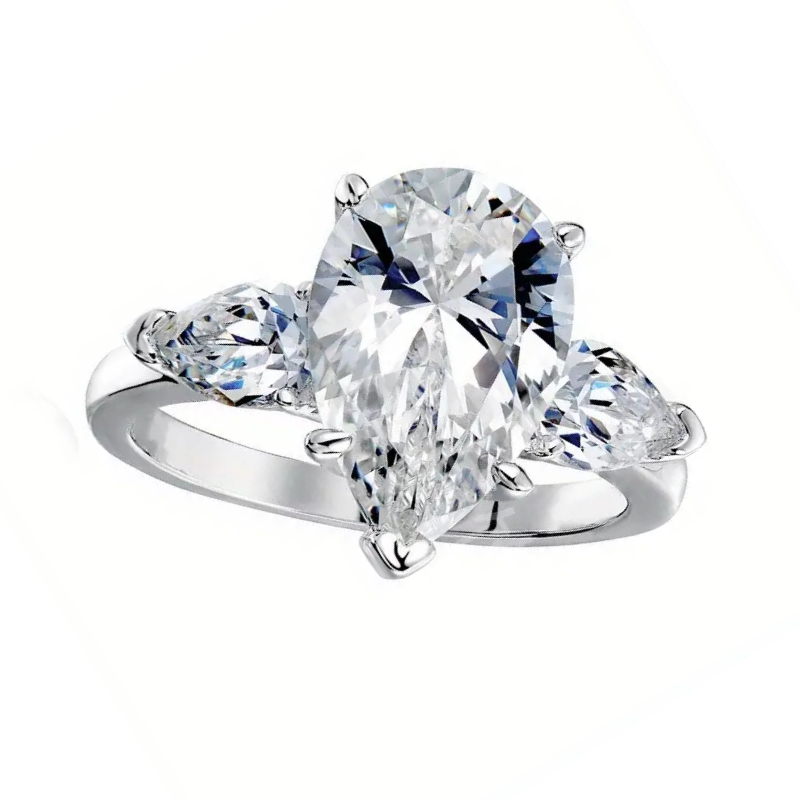 Dazzling Teardrop Three-Stone Ring - Image 2