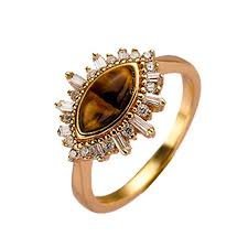 Dainty Ring with Natural Tiger Eye Amber